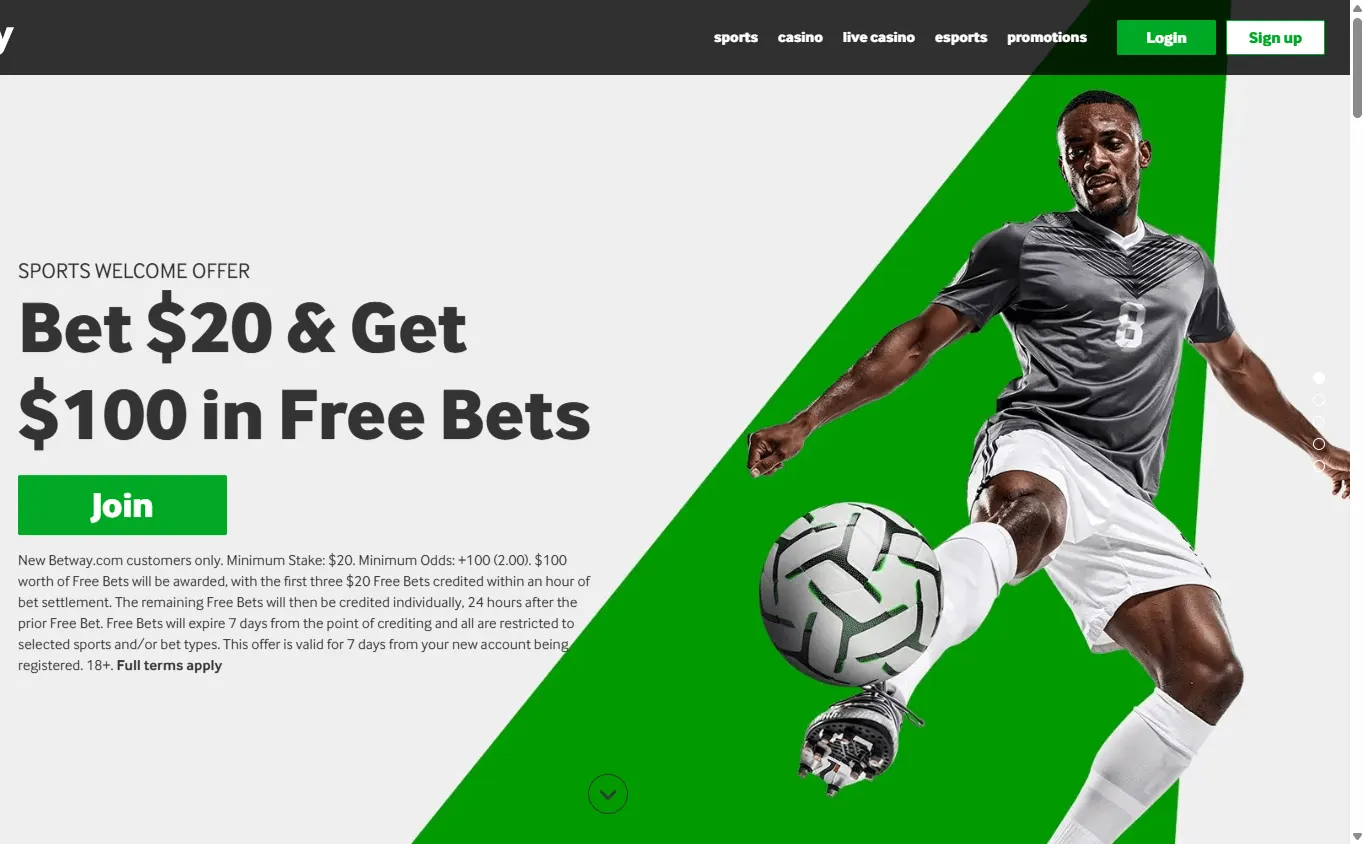 Betway Casino home on desktop