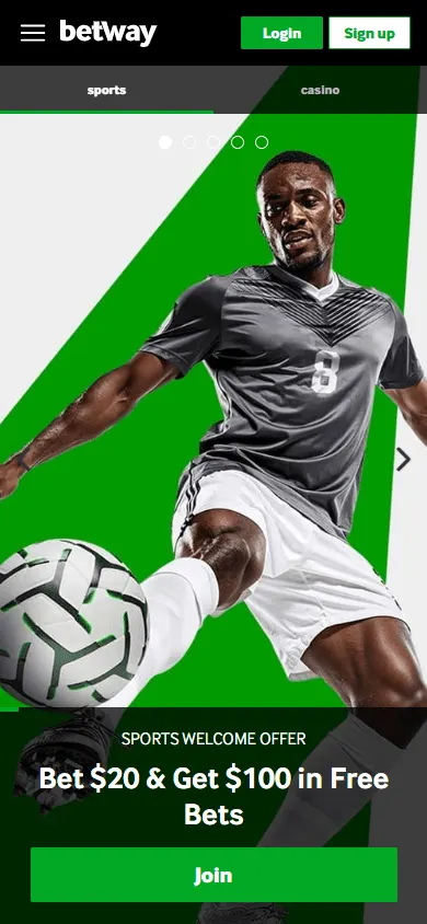 Betway Casino home on mobile